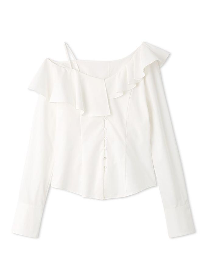 Snidel Asymmetric Off-Shoulder Ruffled Blouse High Quality