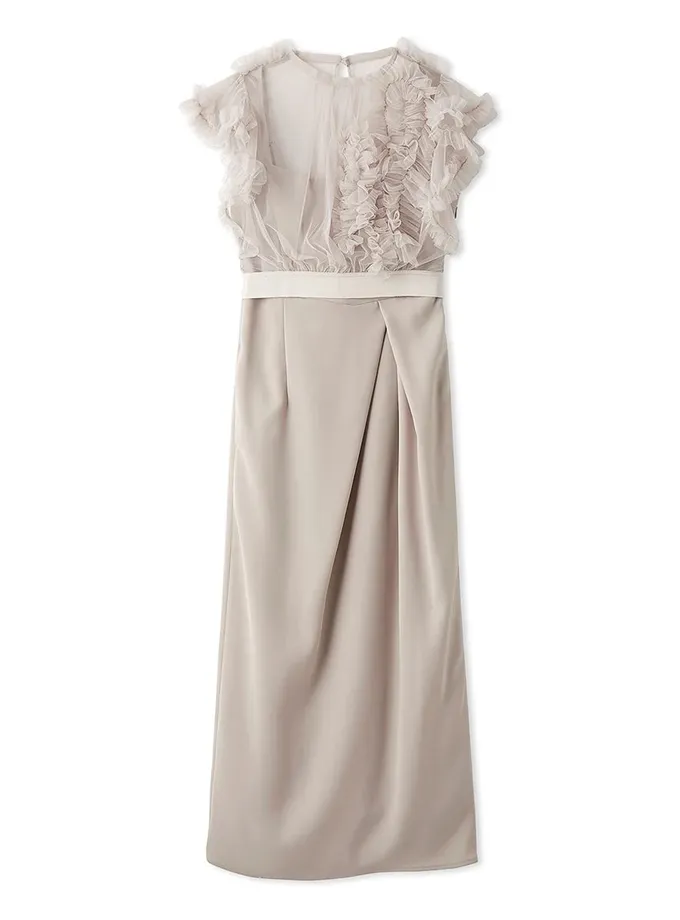 Snidel Chic Tulle Accent Satin Long Dress Best Buy