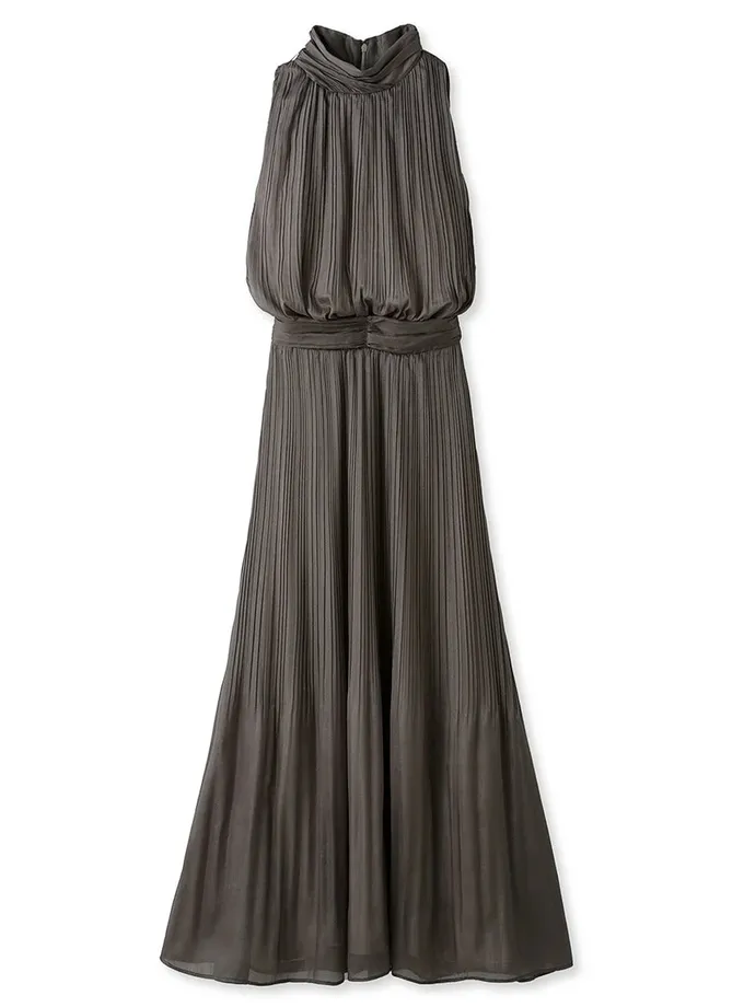 Snidel Chiffon Sleeveless Pleated Maxi Dress Best Buy