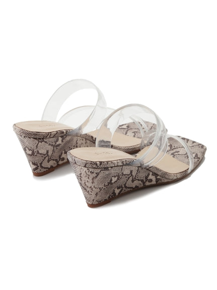 Snidel Clear Vinyl Multi Strap Wedge Mule High Quality