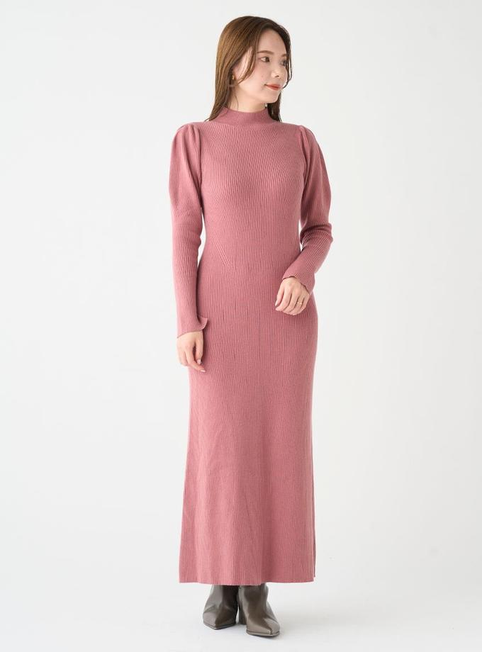 Snidel Elegant Long Sleeve with Back Cut-Out Ribbed Maxi Dress New Arrival