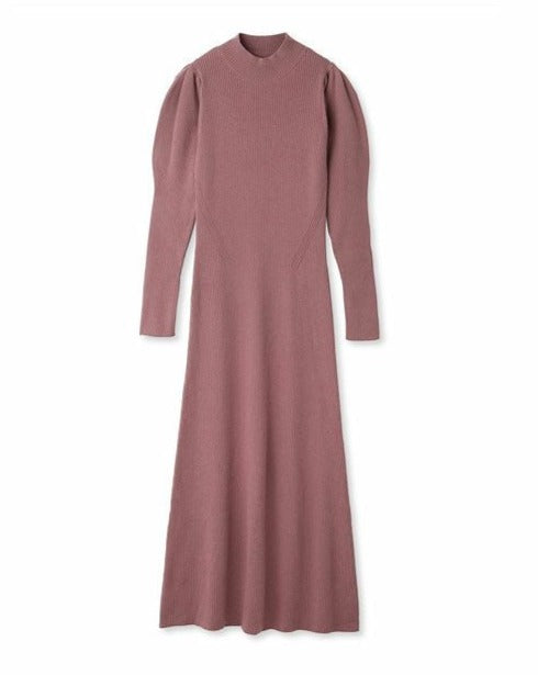 Snidel Elegant Long Sleeve with Back Cut-Out Ribbed Maxi Dress New Arrival