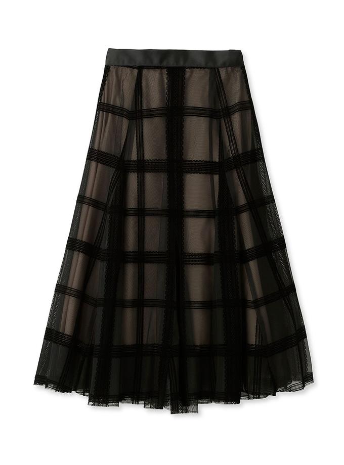 Snidel Flocked Check Tulle Skirt Free shipping