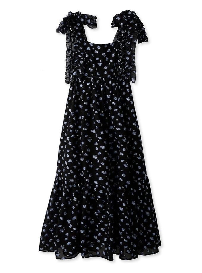 Snidel Jacquard Floral Bow Tie Midi Dress Best Price