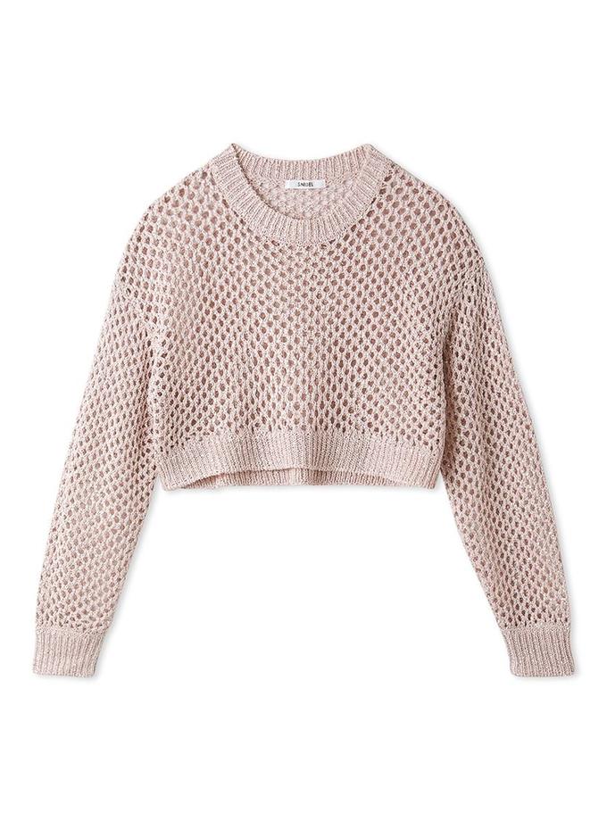 Snidel Lamé Mesh Crochet Knit Crop Top Best Seller