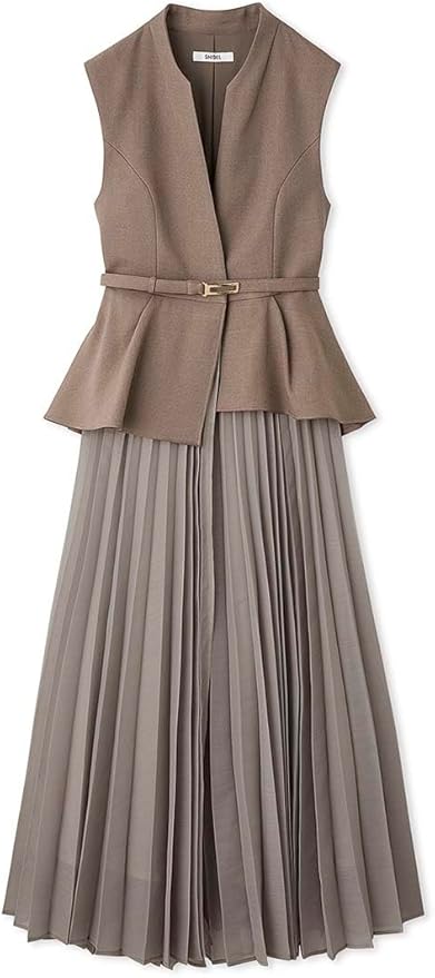 Snidel Peplum Belted Vest and Pleated Maxi Skirt Set Free shipping