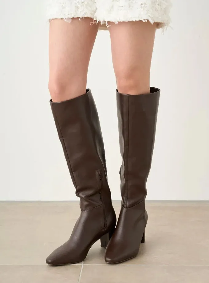 Snidel Pointed Toe Block Heel Knee-High Boots On Sale