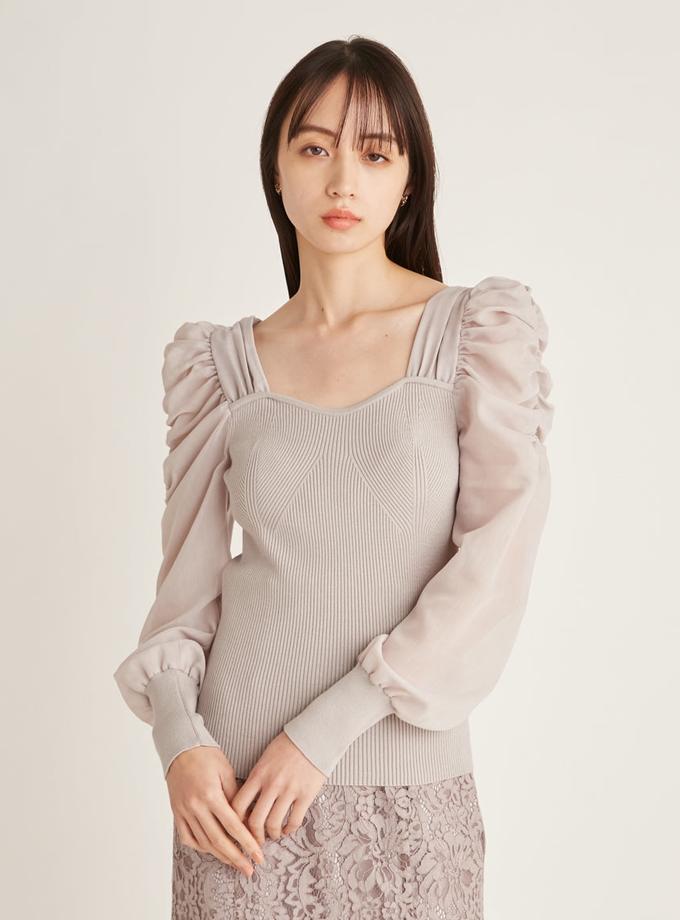 Snidel Puff Sleeve Knit Long Sleeve Top Same Day Delivery