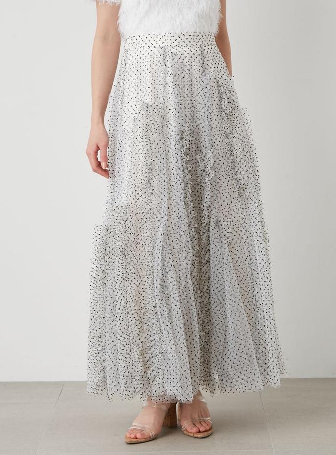 Snidel Random Ruffle Tulle Maxi Skirt New Arrival