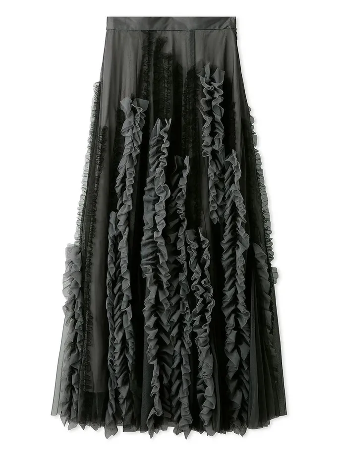 Snidel Random Ruffle Tulle Maxi Skirt New Arrival