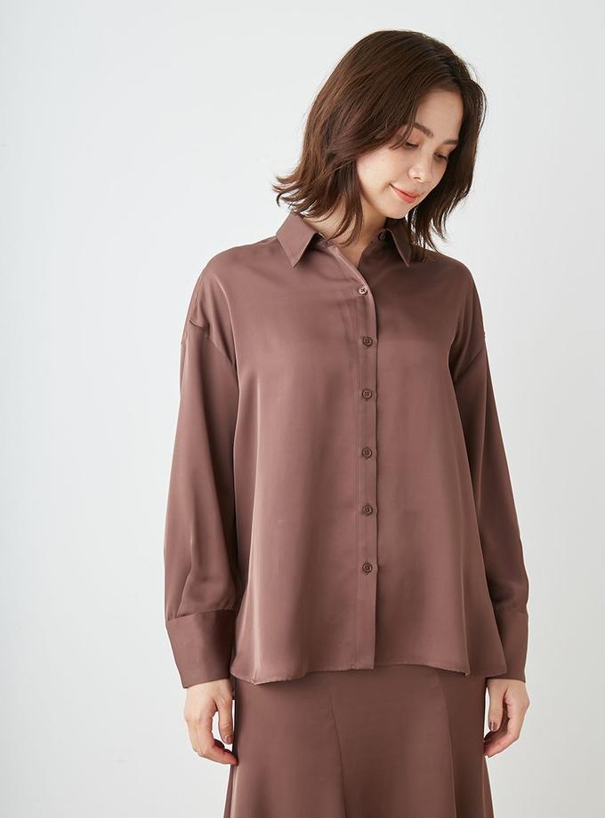 Snidel Relaxed Fit Satin Long Sleeve Shirt Best Buy