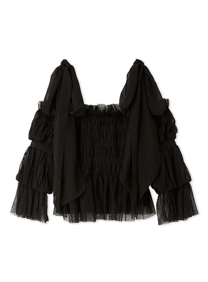 Snidel Sheer Ruffle Off-Shoulder Top For Sale