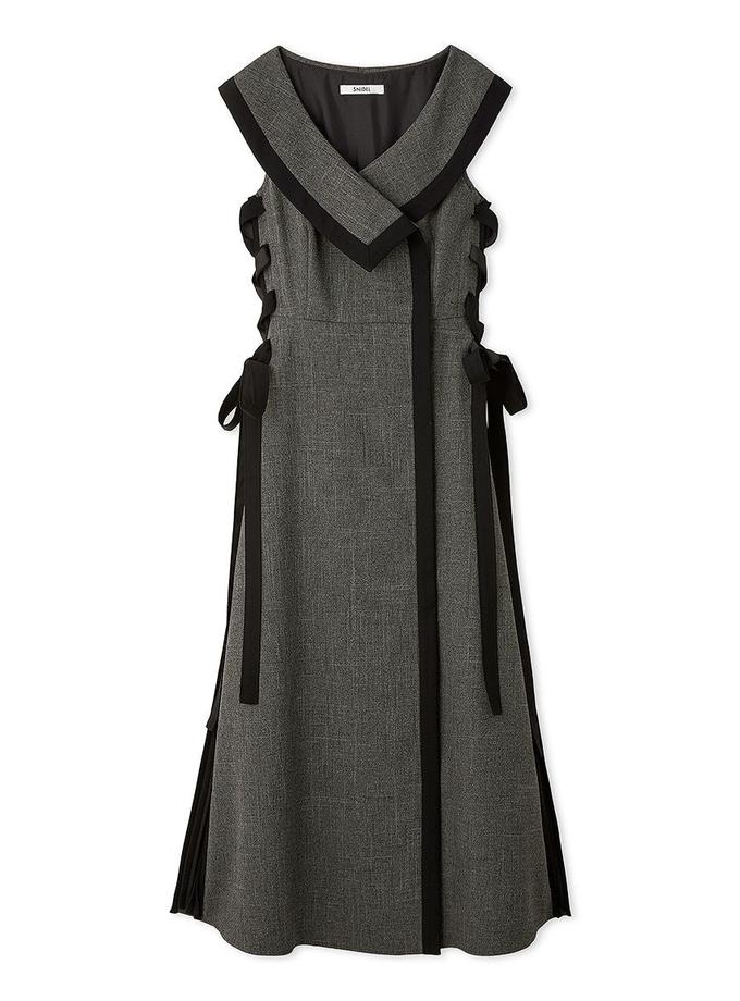 Snidel Side Pleated Sleeveless Maxi Dress  with Sailor Collar Best Seller