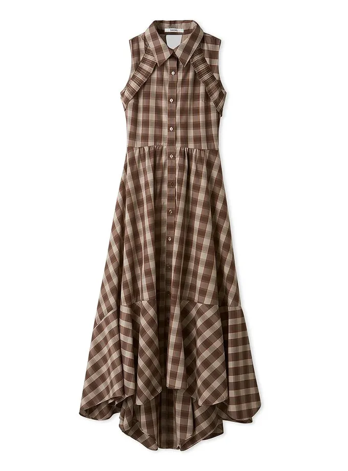 Snidel Sleeveless Asymmetrical Button-Down Maxi Dress Same Day Delivery