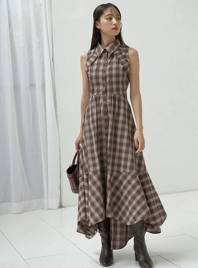 Snidel Sleeveless Asymmetrical Button-Down Maxi Dress Same Day Delivery