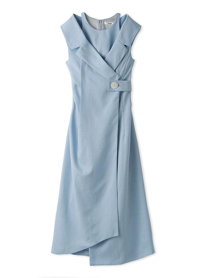 Snidel Sleeveless Asymmetrical Wrap Midi Dress For Sale