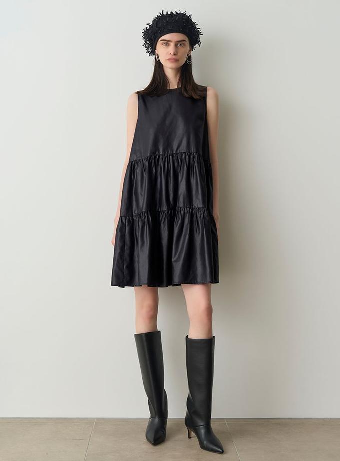 Snidel Sleeveless Tiered Faux Leather Mini Dress Best Price