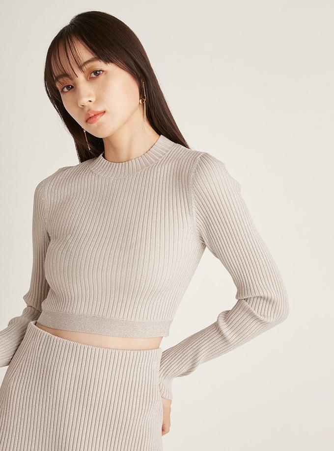 Snidel Sustainable Long Sleeve Crop Top Knit Top For Sale