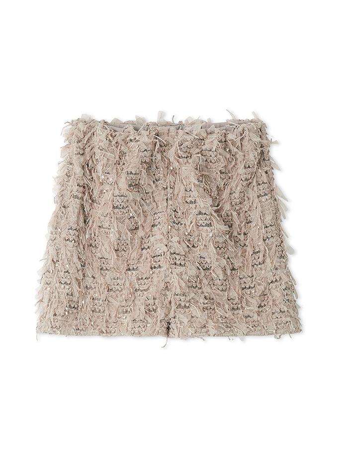 Snidel Textured Tulle Fringe High Waist Shorts High Quality