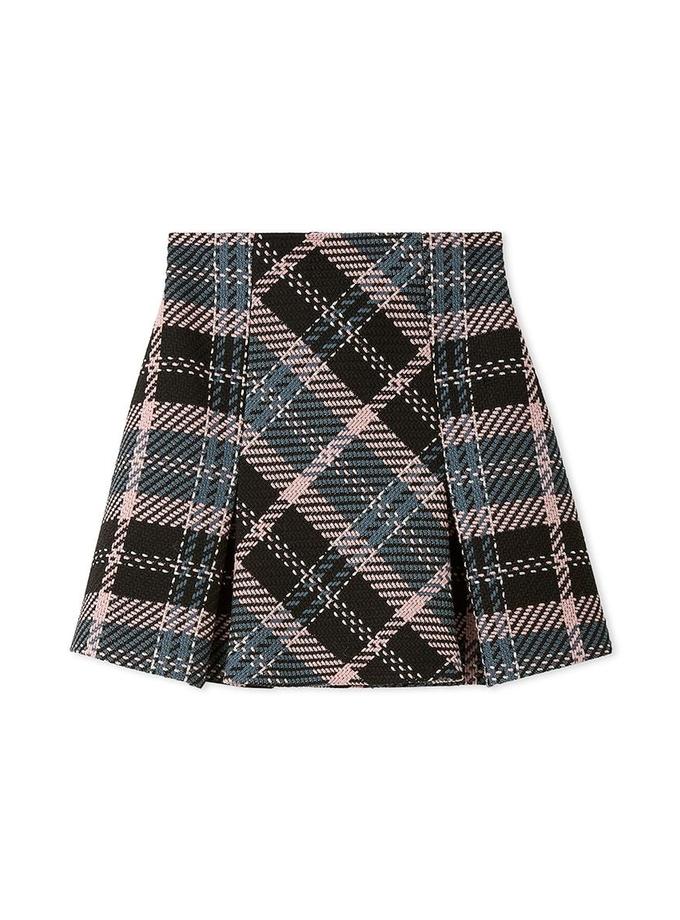 Snidel Vintage High-Waisted Plaid Flared Mini Skirt For Sale