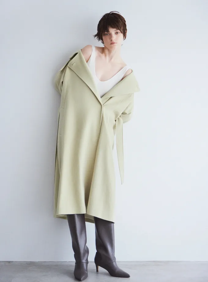 Snidel Wool Cashmere Stand Wrap Coat For Sale